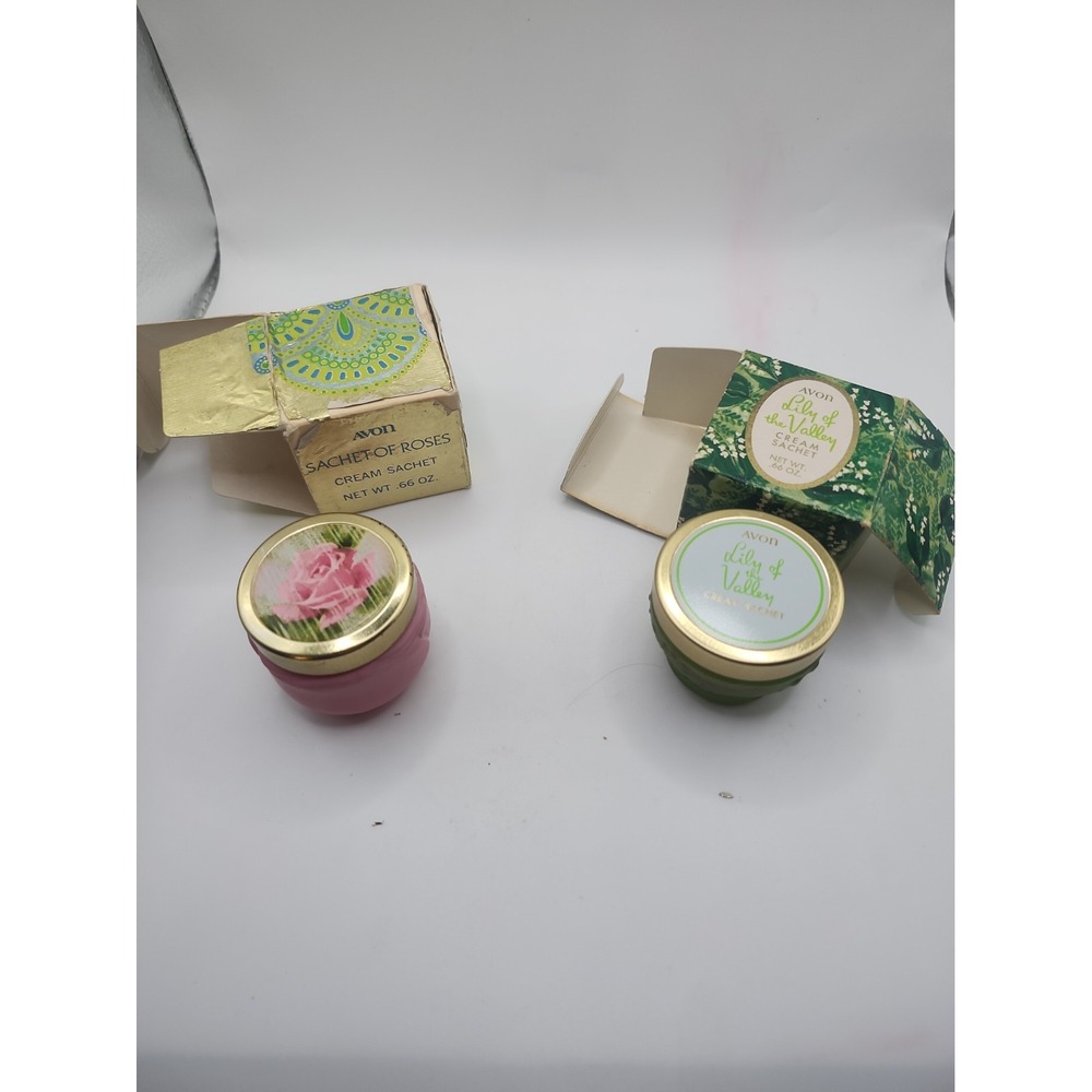Avon Sachet of Roses Glass Jar And Lily Of The Valley